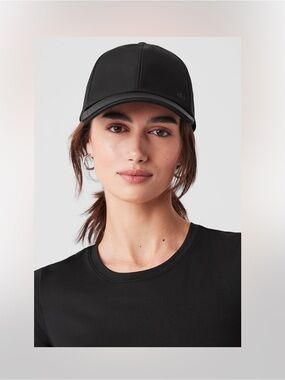 Alo Black Satin Off Duty Baseball Cap in Black.
